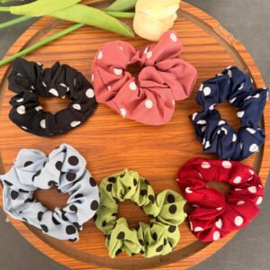 Polka Dot Scrunchies (Pack of 6)