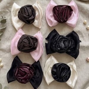Korean Satin Rose Bow Clip